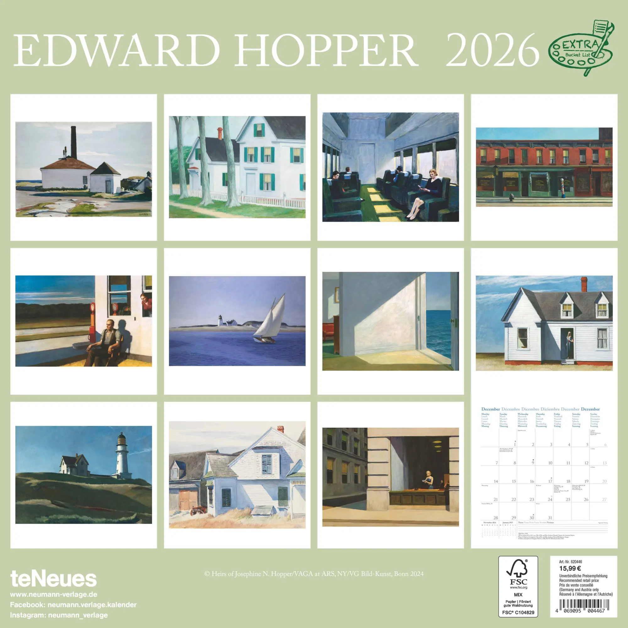 Rückseite: 4069095004467 | N NEUMANNVERLAGE - Edward Hopper 2026 Broschürenkalender, 30x30cm,...