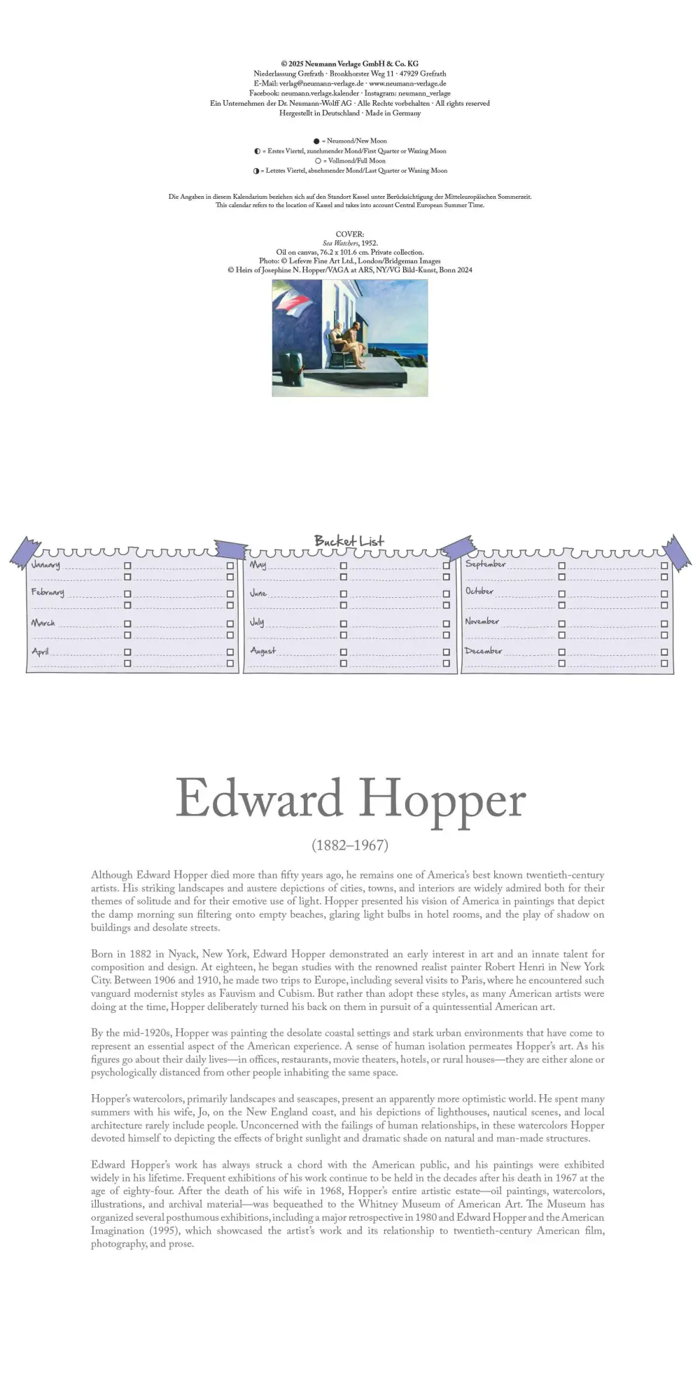 Bild: 4069095004467 | N NEUMANNVERLAGE - Edward Hopper 2026 Broschürenkalender, 30x30cm,...