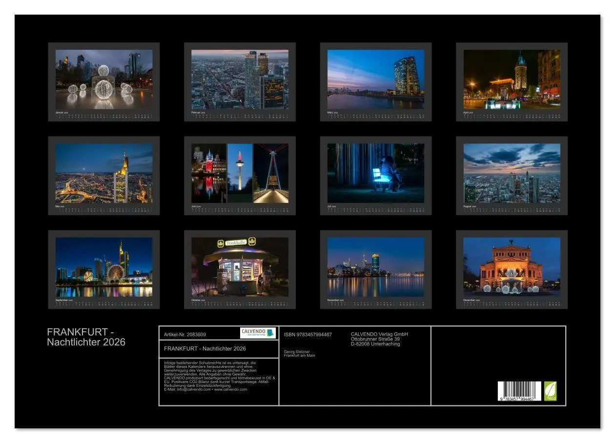 Bild: 9783457994467 | FRANKFURT - Nachtlichter 2026 (Wandkalender 2026 DIN A2 quer),...
