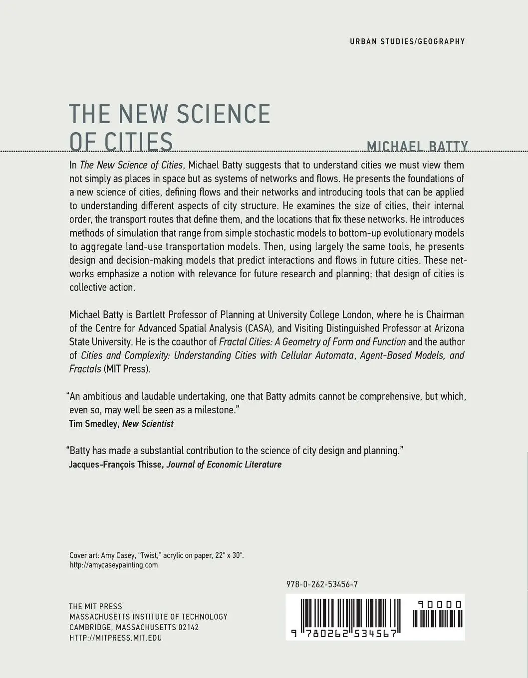 Rückseite: 9780262534567 | The New Science of Cities | Michael Batty | Taschenbuch | Englisch