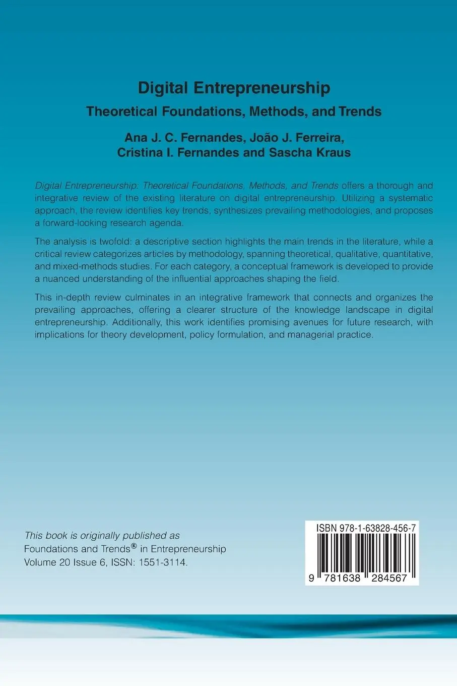 Rückseite: 9781638284567 | Digital Entrepreneurship | Ana J. C. Fernandes (u. a.) | Taschenbuch