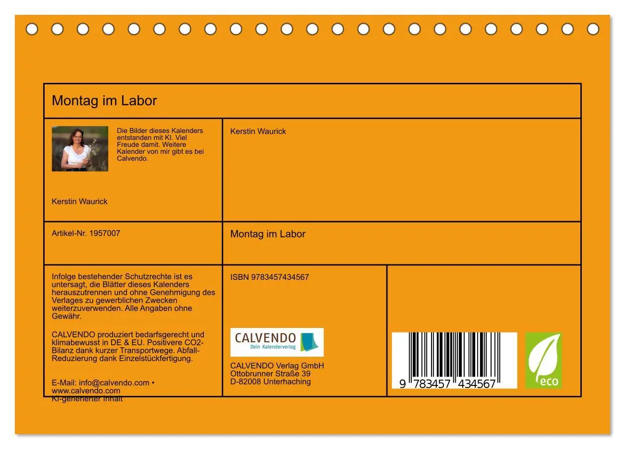 Bild: 9783457434567 | Montag im Labor (Tischkalender 2026 DIN A5 quer), CALVENDO...