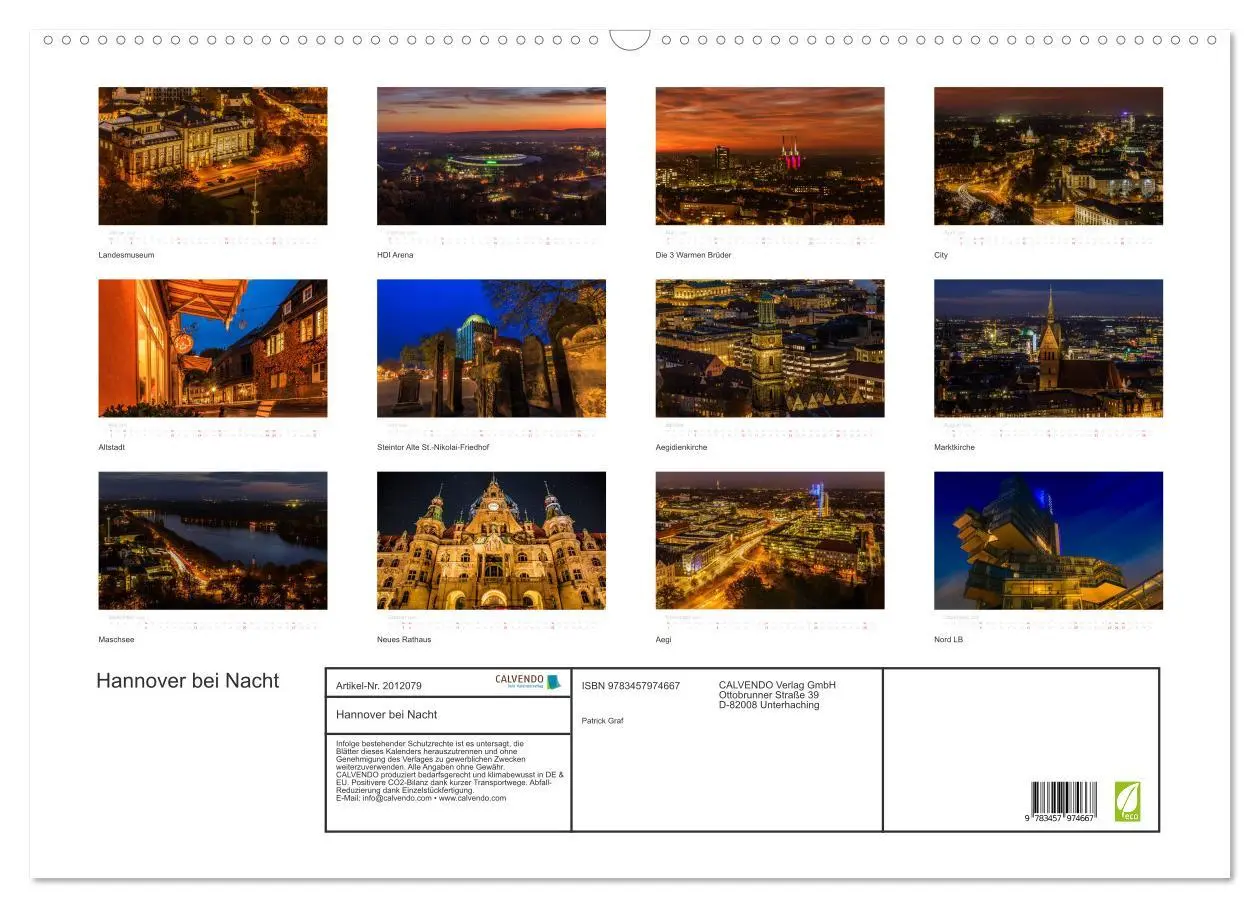 Bild: 9783457974667 | Hannover bei Nacht (Wandkalender 2026 DIN A2 quer), CALVENDO...
