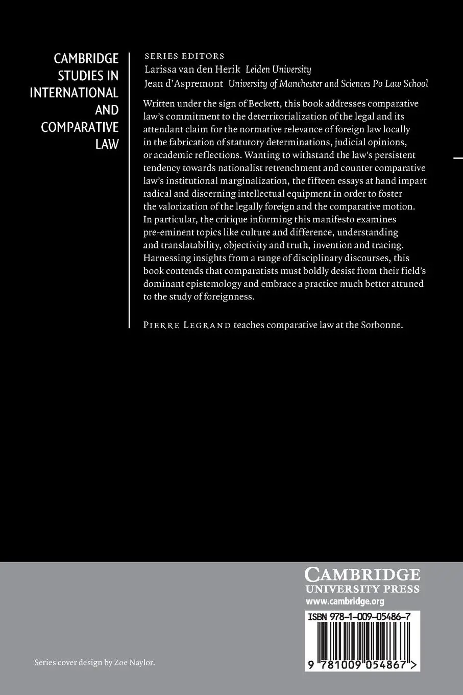 Rückseite: 9781009054867 | Negative Comparative Law | Pierre Legrand | Taschenbuch | Paperback