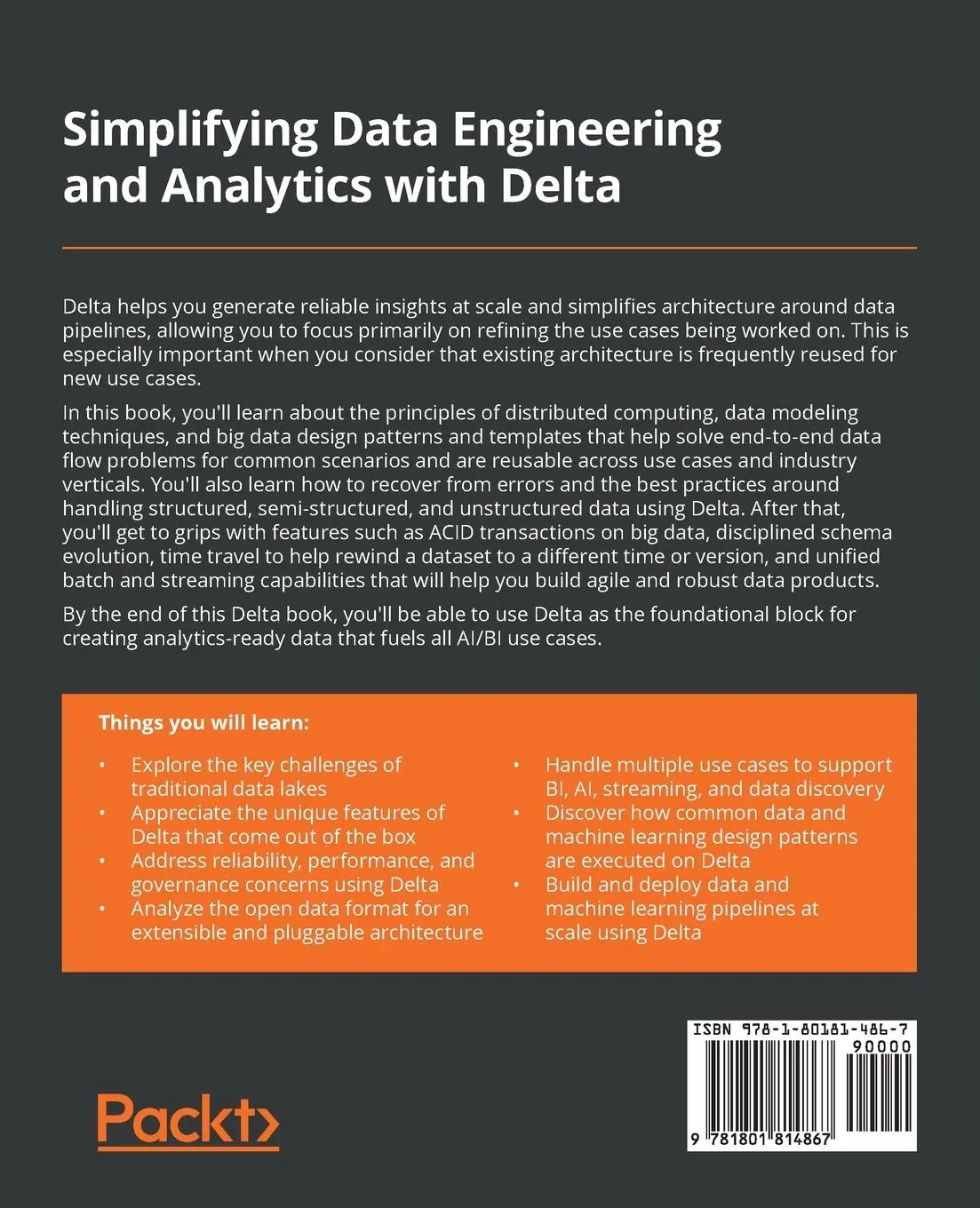 Rückseite: 9781801814867 | Simplifying Data Engineering and Analytics with Delta | Mahapatra