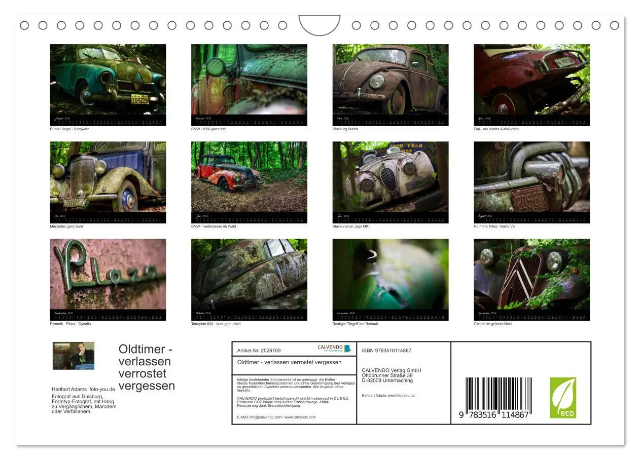 Bild: 9783516114867 | Oldtimer - verlassen verrostet vergessen (Wandkalender 2026 DIN A4...