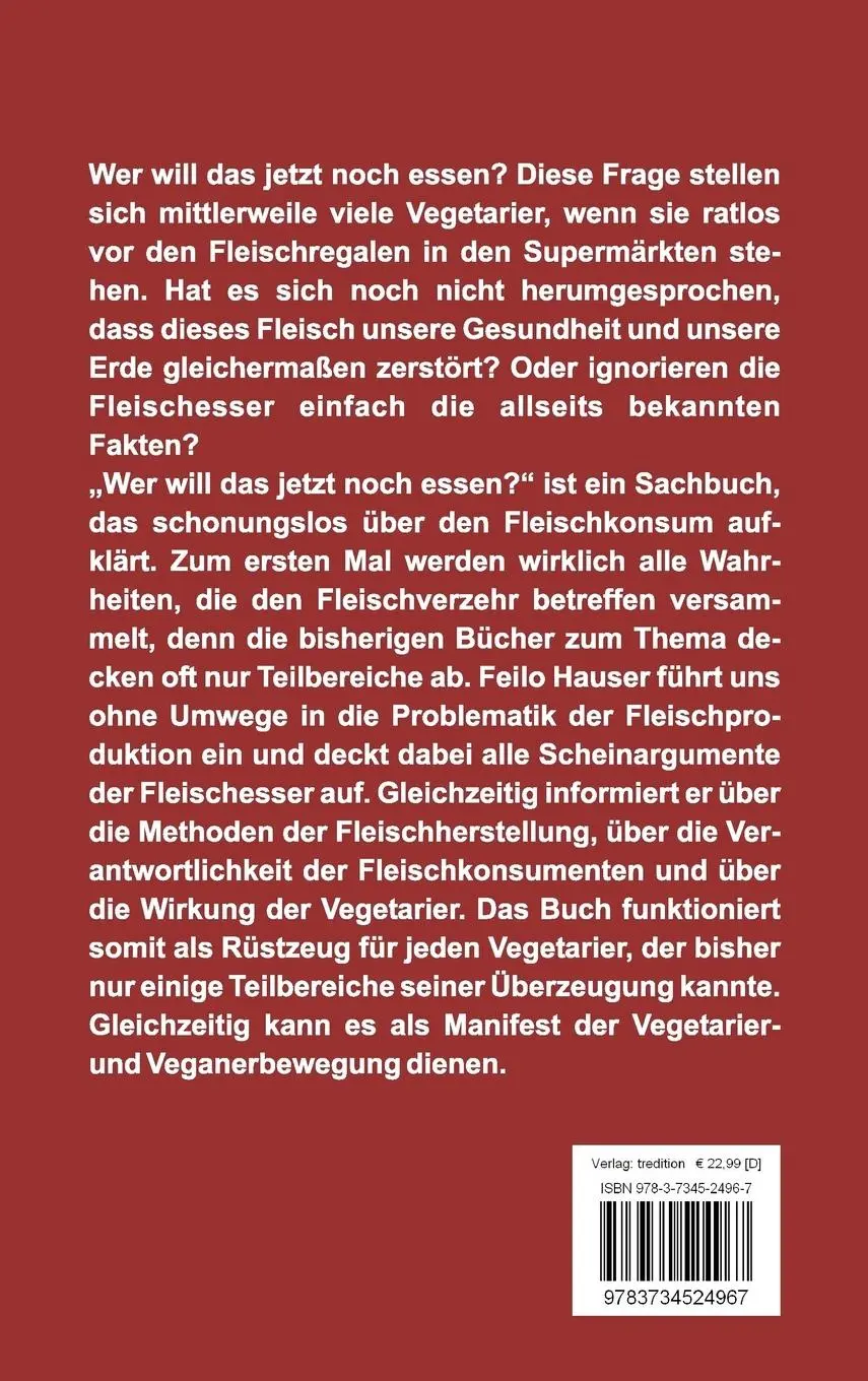 Rückseite: 9783734524967 | Wer will das jetzt noch essen? | Feilo Hauser | Buch | 180 S. | 2016
