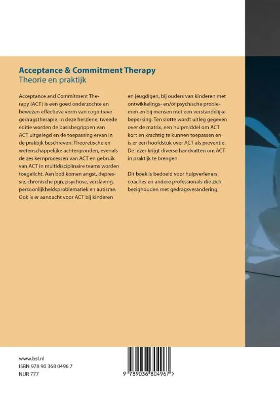 Rückseite: 9789036804967 | Acceptance &amp; Commitment Therapy | Theorie En Praktijk | A-Tjak | Buch