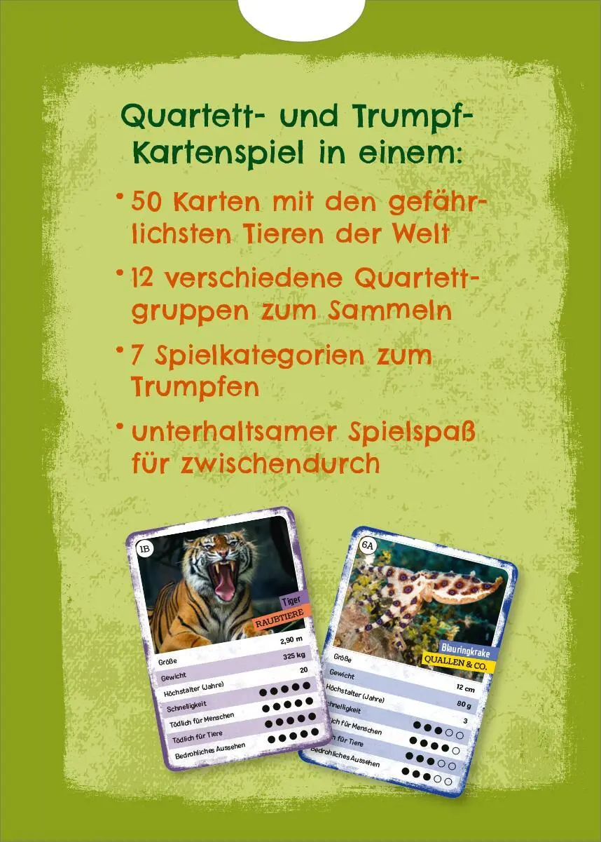 Rückseite: 4014489135067 | Das tödliche Quartett | Tier-Quartett und Trumpf-Kartenspiel | Buck