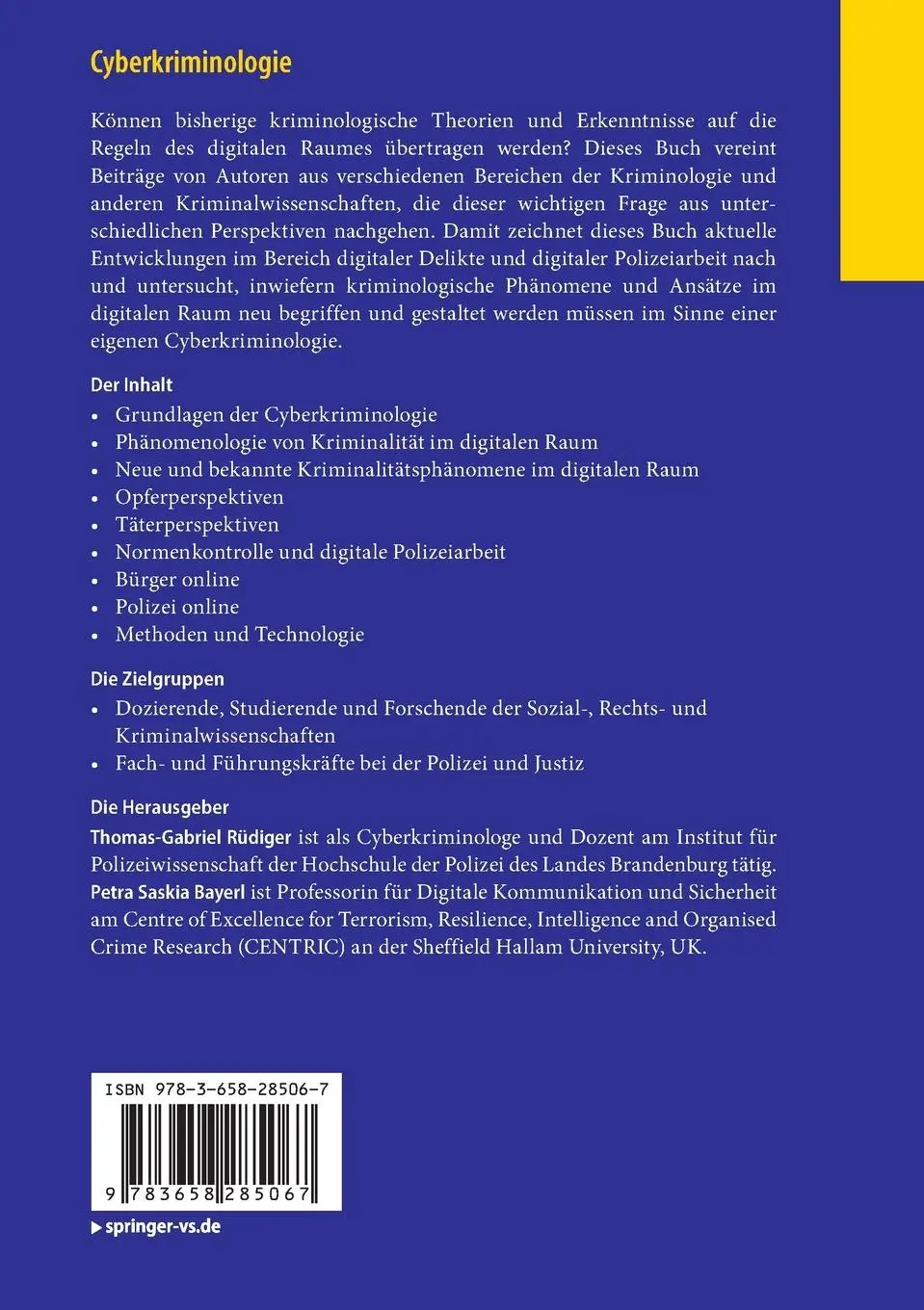 Rückseite: 9783658285067 | Cyberkriminologie | Kriminologie für das digitale Zeitalter | Buch