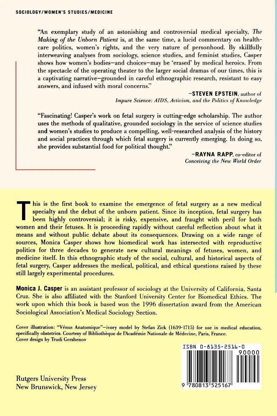 Rückseite: 9780813525167 | The Making of the Unborn Patient | A Social Anatomy of Fetal Surgery