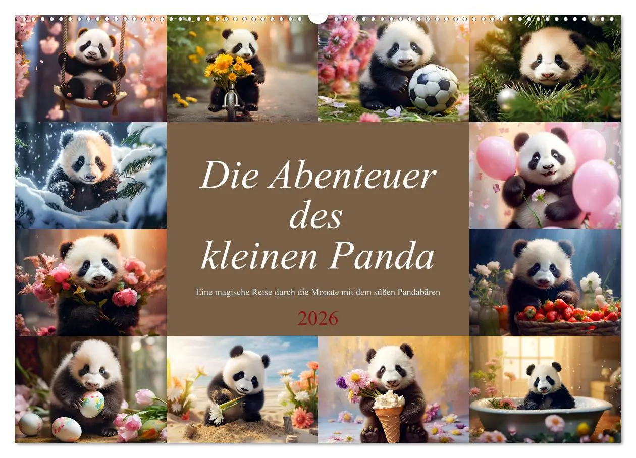 Cover: 9783457515167 | Die Abenteuer des kleinen Panda (Wandkalender 2026 DIN A2 quer),...