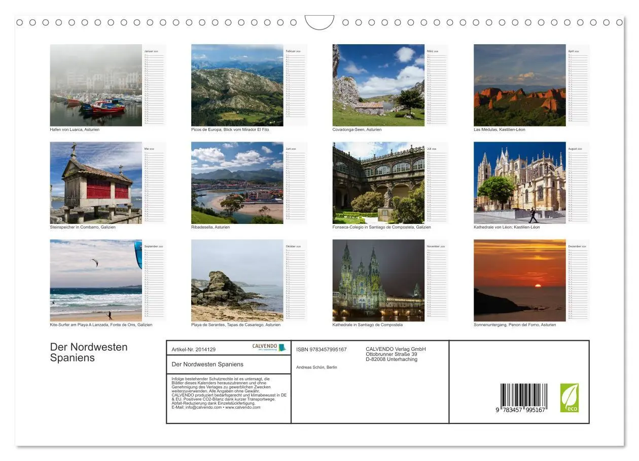 Bild: 9783457995167 | Der Nordwesten Spaniens (Wandkalender 2026 DIN A3 quer), CALVENDO...