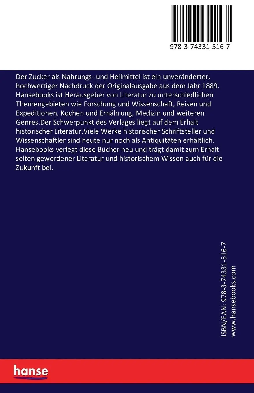 Rückseite: 9783743315167 | Der Zucker als Nahrungs- und Heilmittel | Henri Hirschberg | Buch