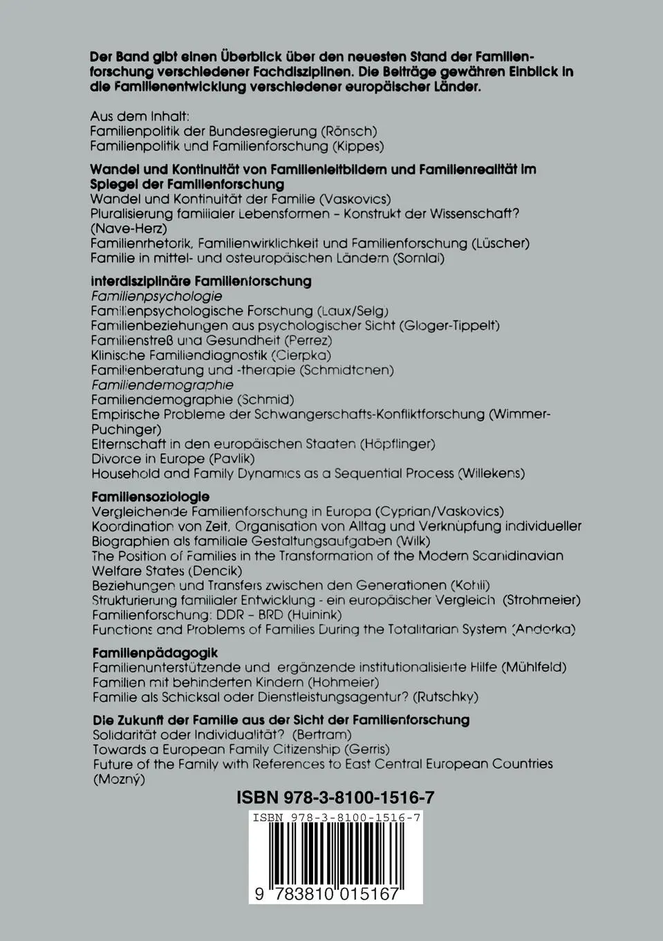 Rückseite: 9783810015167 | Familienleitbilder und Familienrealitäten | Laszlo Vaskovics | Buch