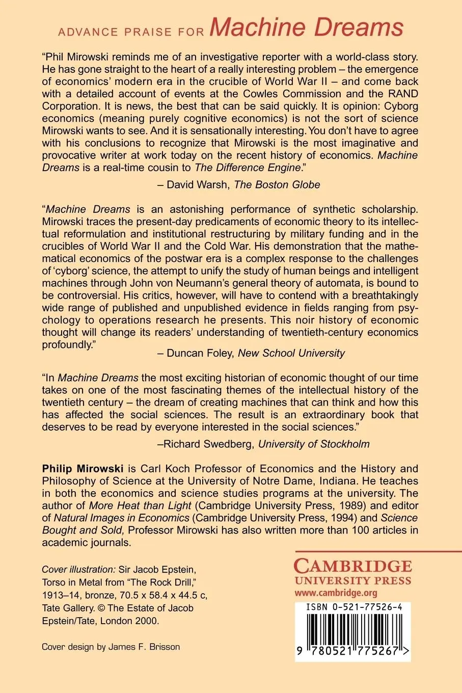 Rückseite: 9780521775267 | Machine Dreams | Economics Becomes a Cyborg Science | Philip Mirowski