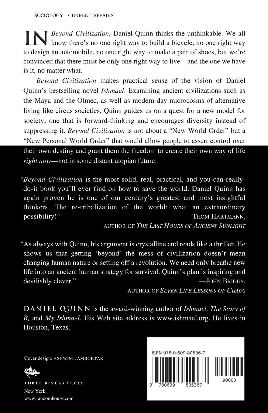 Rückseite: 9780609805367 | Beyond Civilization | Humanity's Next Great Adventure | Daniel Quinn