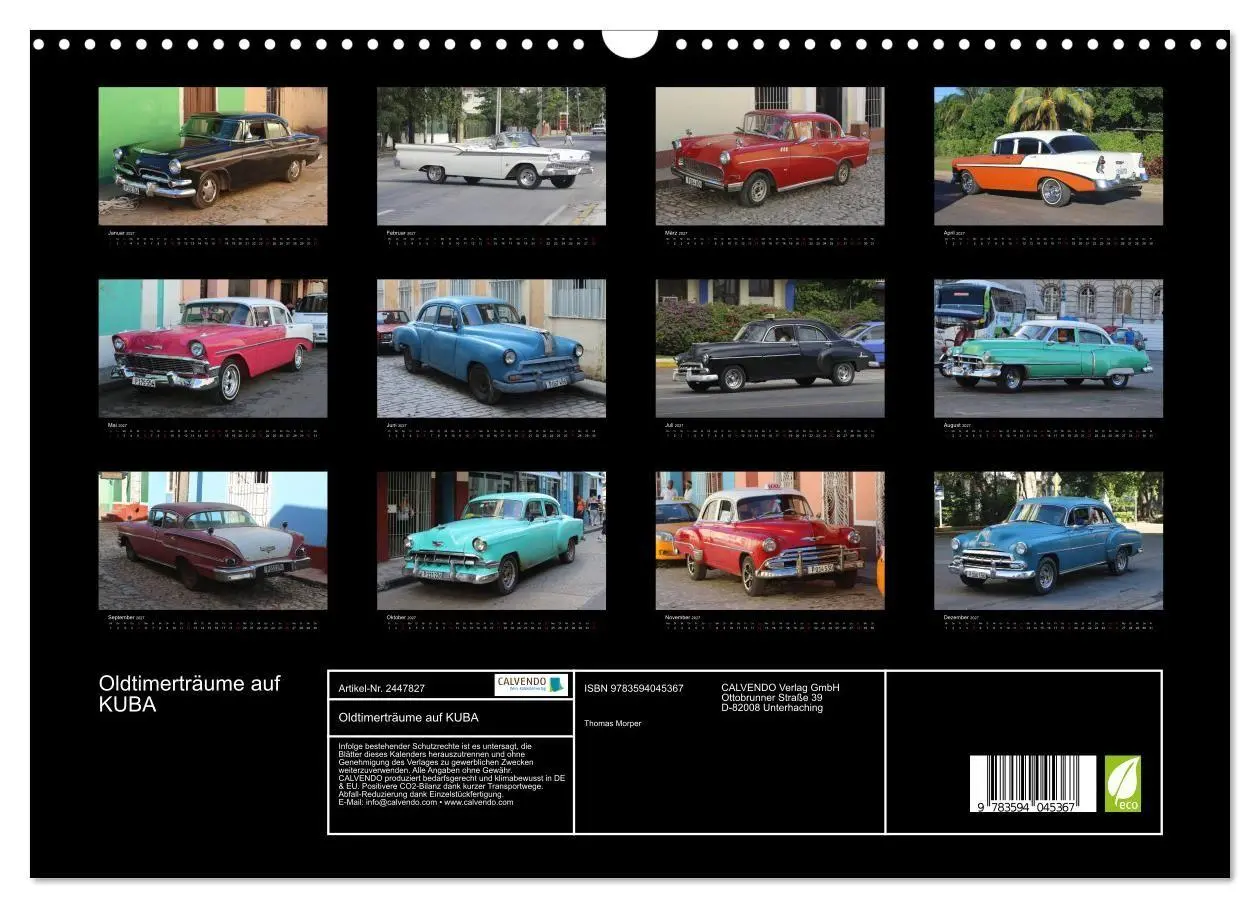 Bild: 9783594045367 | Oldtimerträume auf KUBA (Wandkalender 2027 DIN A3 quer), CALVENDO...