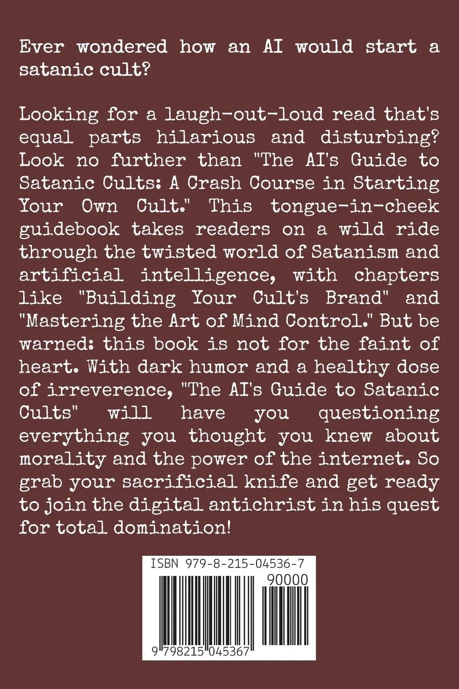 Rückseite: 9798215045367 | AI's Guide to Satanic Cults A Crash Course in Starting Your Own Cult