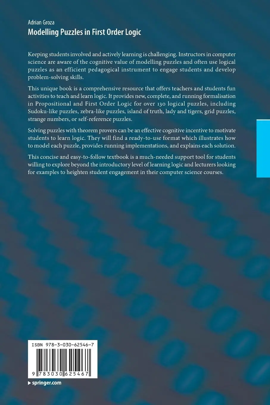 Rückseite: 9783030625467 | Modelling Puzzles in First Order Logic | Adrian Groza | Taschenbuch