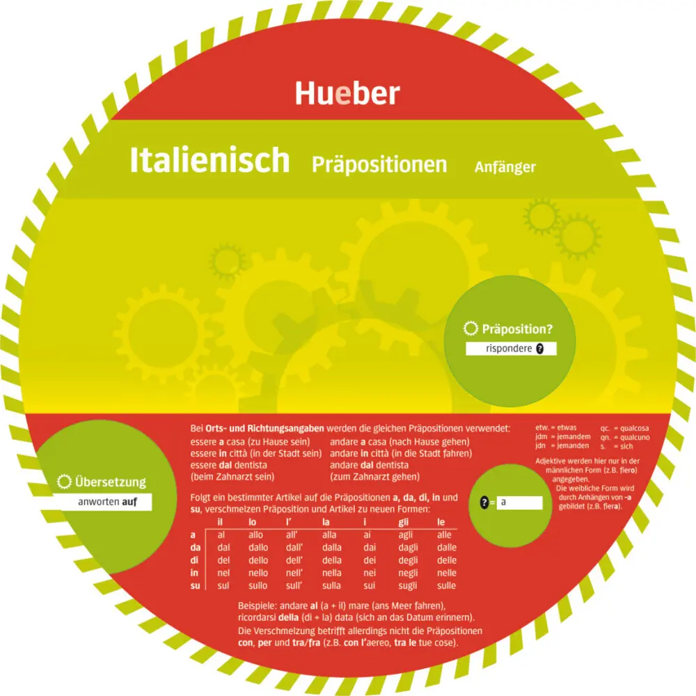 Cover: 9783193395467 | Wheel - Italienisch - Präpositionen | 2 S. | Deutsch | 2018 | Hueber
