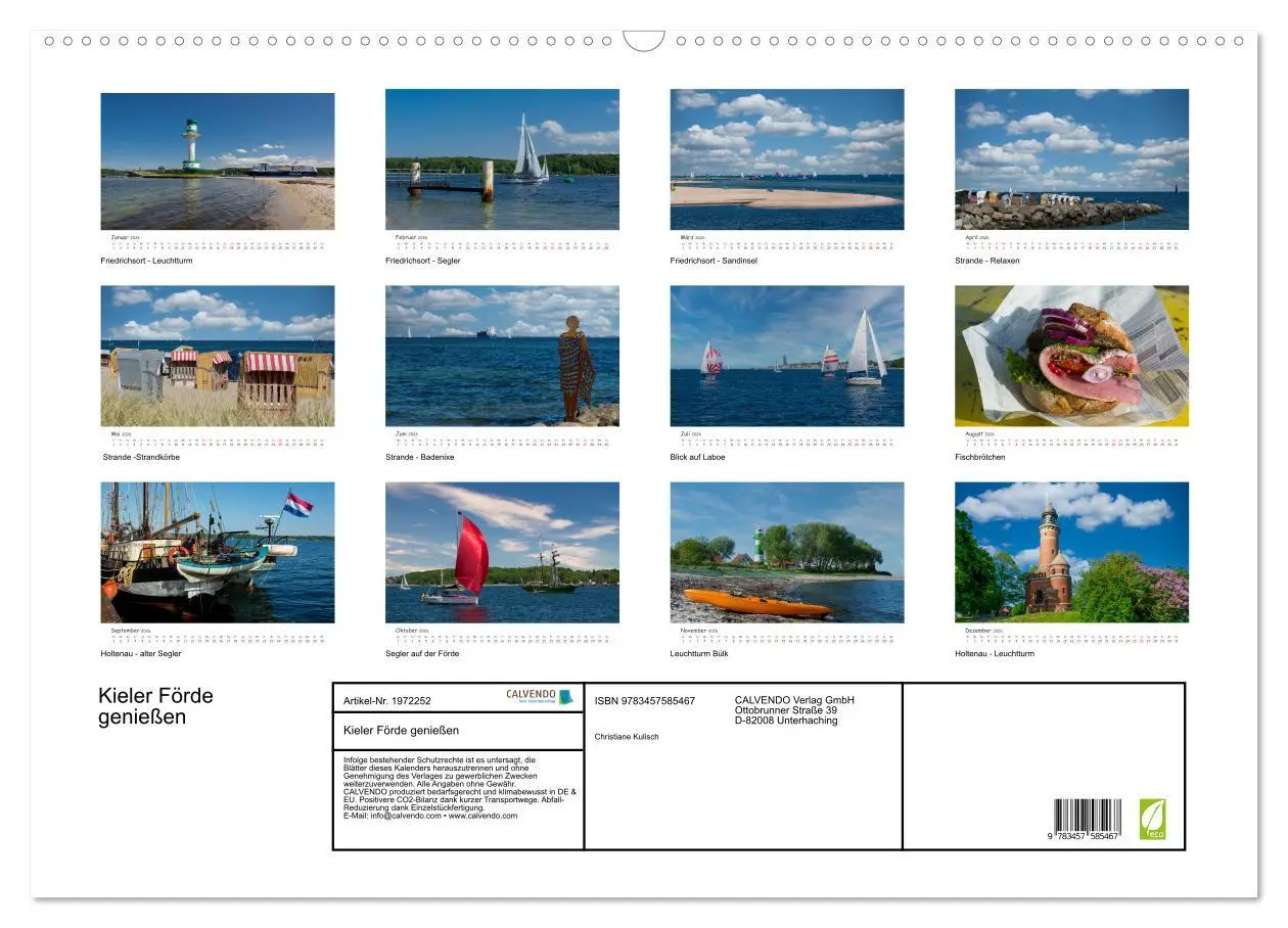 Bild: 9783457585467 | Kieler Förde genießen (Wandkalender 2026 DIN A2 quer), CALVENDO...