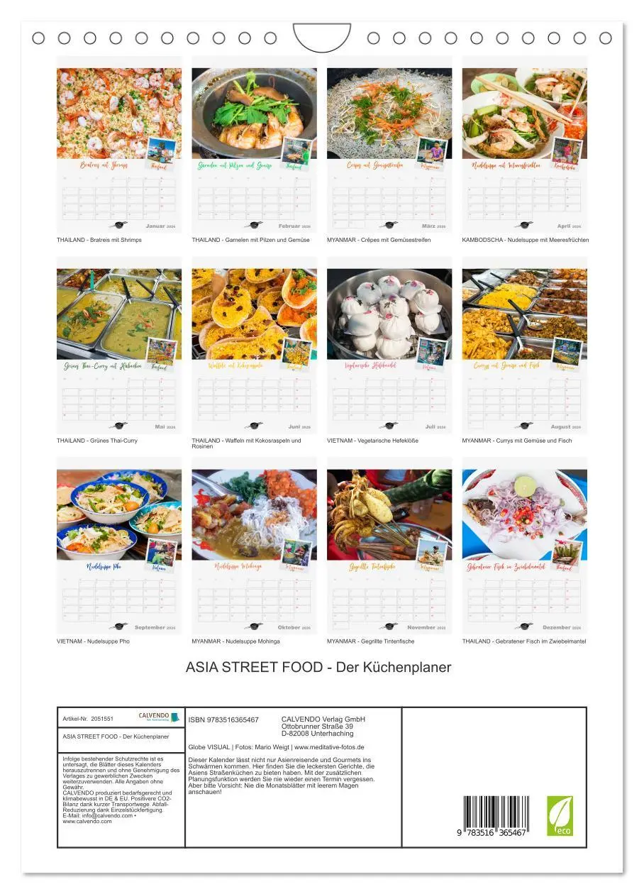 Bild: 9783516365467 | ASIA STREET FOOD - Der Küchenplaner (Wandkalender 2026 DIN A4...