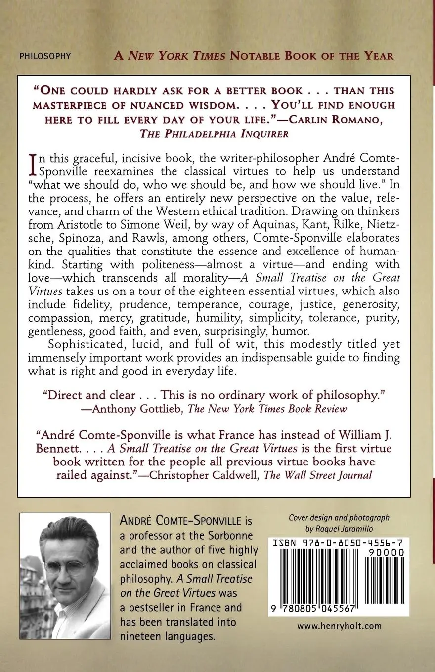 Rückseite: 9780805045567 | A Small Treatise on the Great Virtues | André Comte-Sponville | Buch