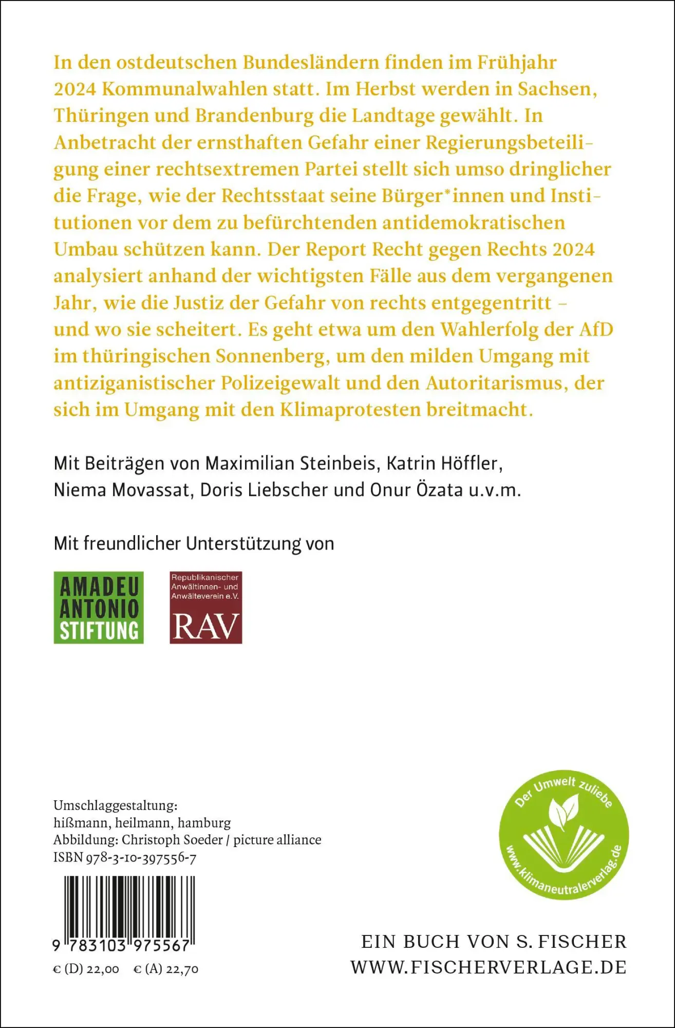 Rückseite: 9783103975567 | Recht gegen rechts | Report 2024 | Nele Austermann (u. a.) | Buch