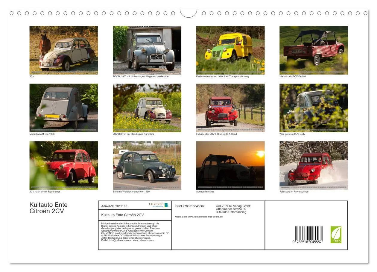 Bild: 9783516045567 | Kultauto Ente Citroën 2CV (Wandkalender 2026 DIN A3 quer), CALVENDO...