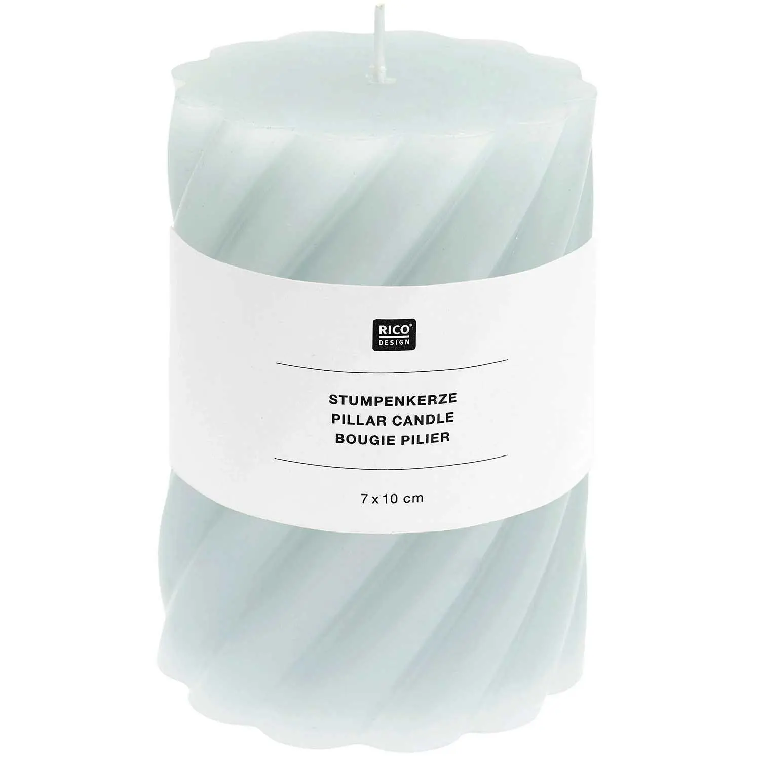 Stumpenkerze "Spiral" Mint 7x10 cm, 300 g Brenndauer: 30h