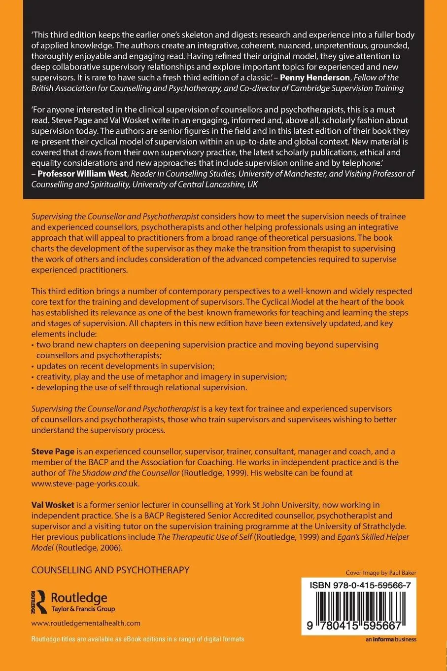 Rückseite: 9780415595667 | Supervising the Counsellor and Psychotherapist | A cyclical model