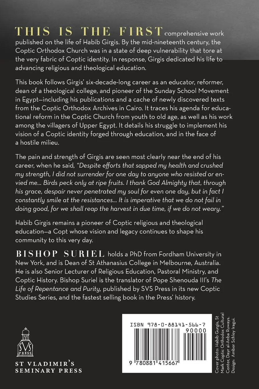 Rückseite: 9780881415667 | Habib Girgis | Coptic Orthodox Educator and a Light in the Darkness
