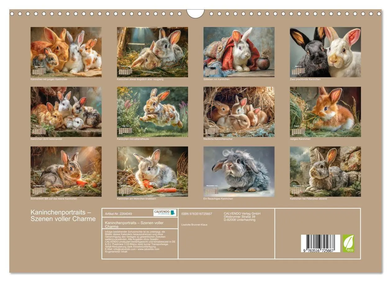 Bild: 9783516725667 | Kaninchenportraits - Szenen voller Charme (Wandkalender 2026 DIN A3...