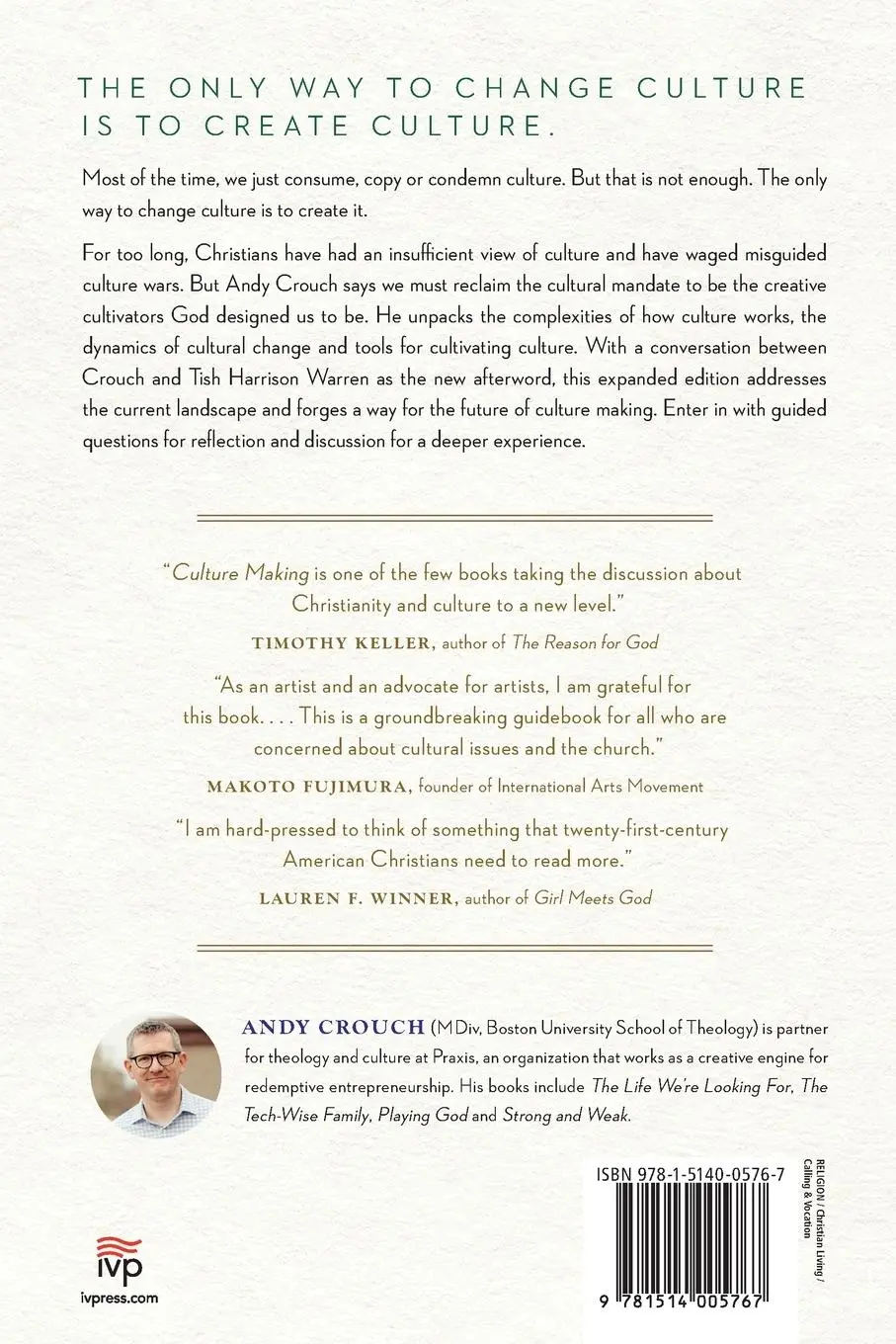 Rückseite: 9781514005767 | Culture Making | Recovering Our Creative Calling | Andy Crouch | Buch