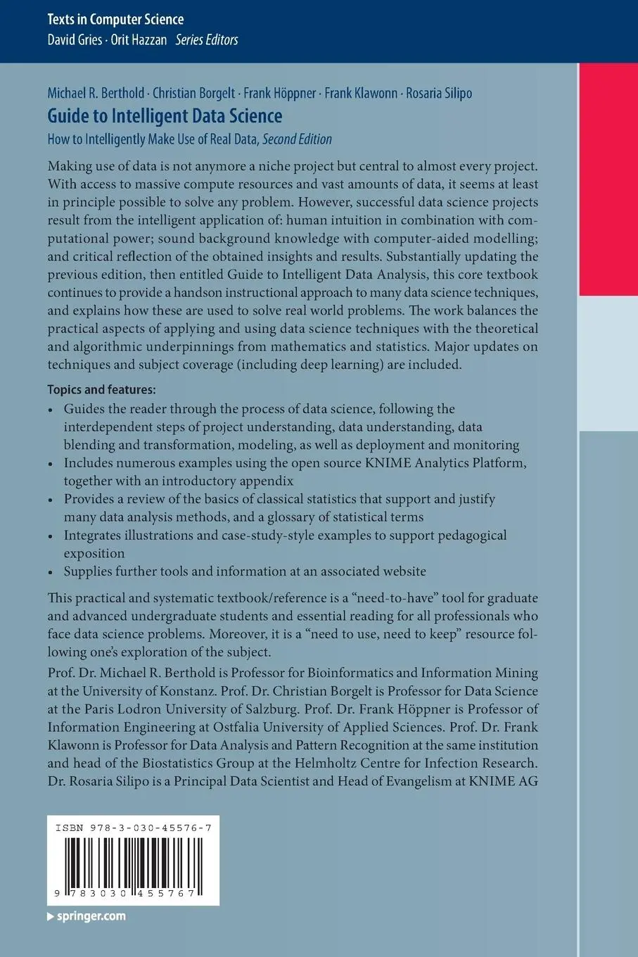 Rückseite: 9783030455767 | Guide to Intelligent Data Science | Michael R. Berthold (u. a.) | Buch