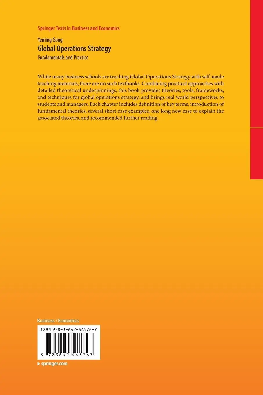 Rückseite: 9783642445767 | Global Operations Strategy | Fundamentals and Practice | Yeming Gong