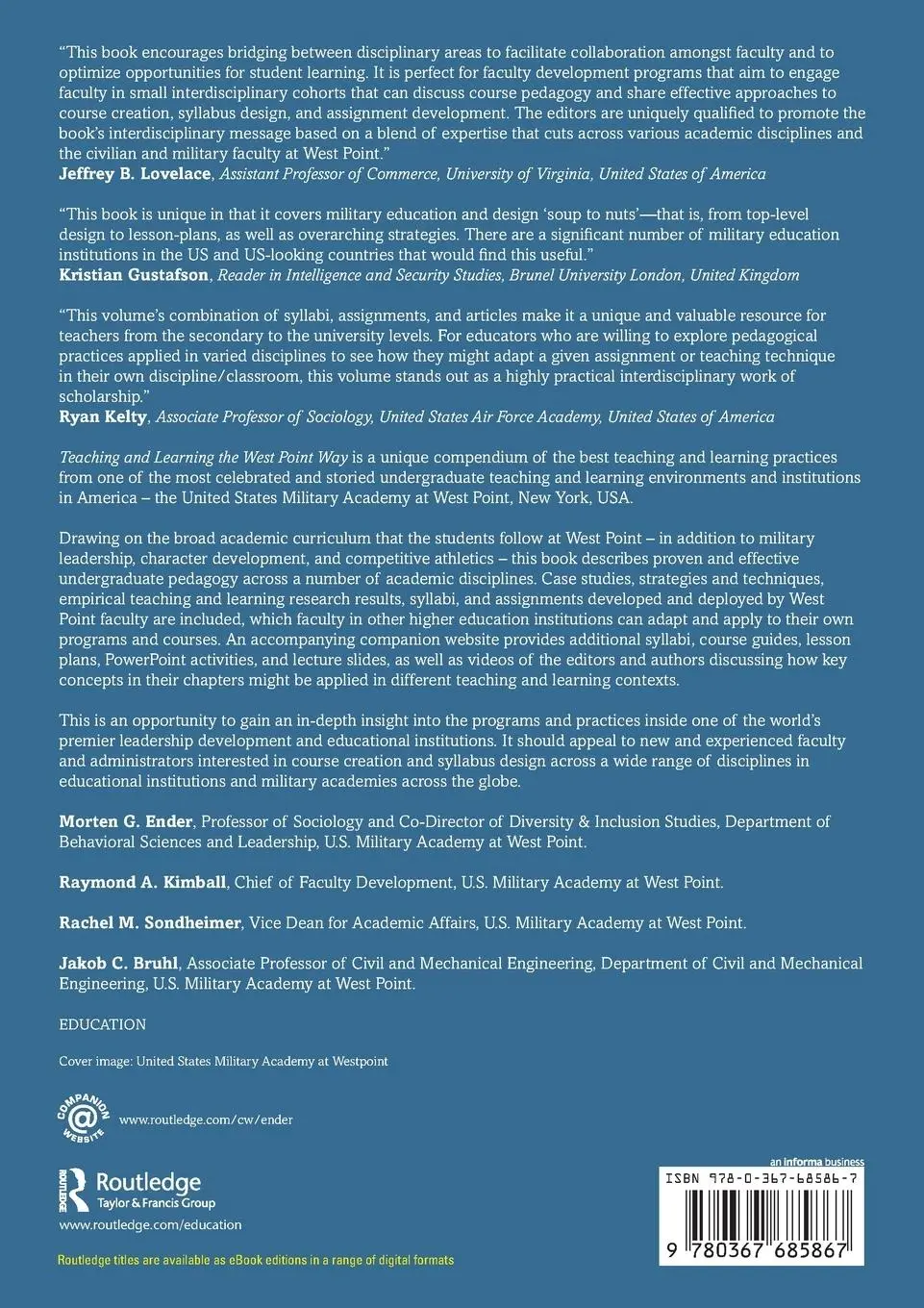 Rückseite: 9780367685867 | Teaching and Learning the West Point Way | Morten G. Ender (u. a.)
