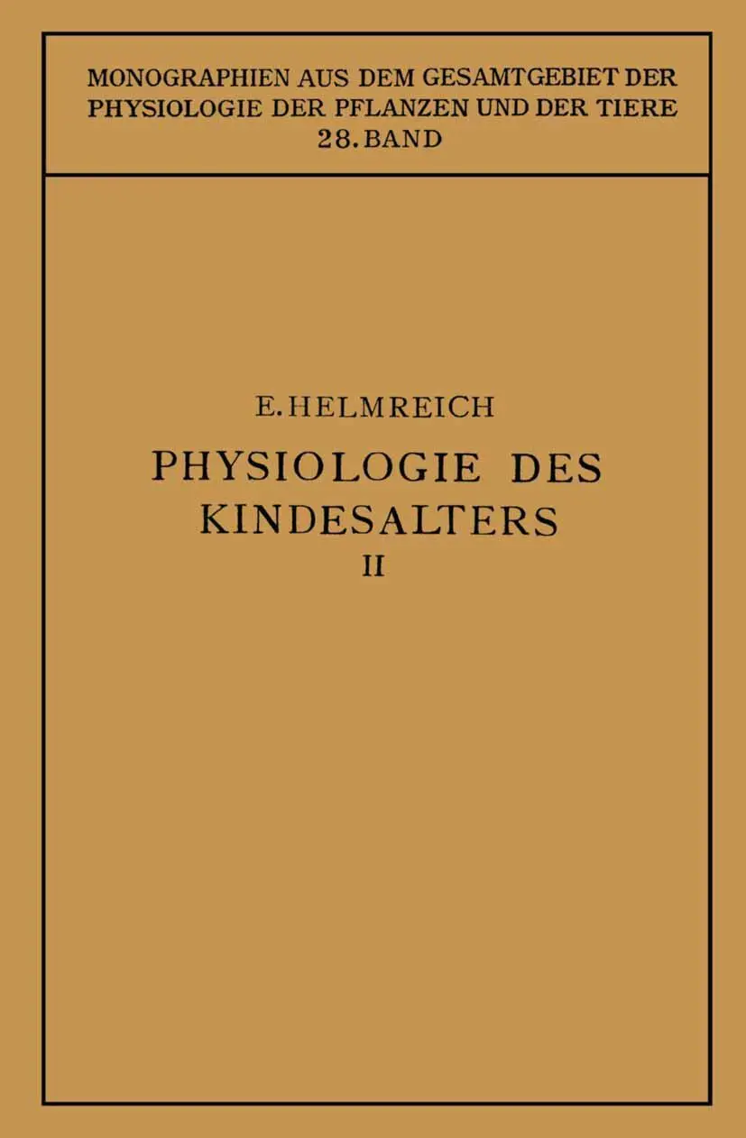 Cover: 9783642985867 | Physiologie des Kindesalters | Egon Helmreich | Taschenbuch | ix