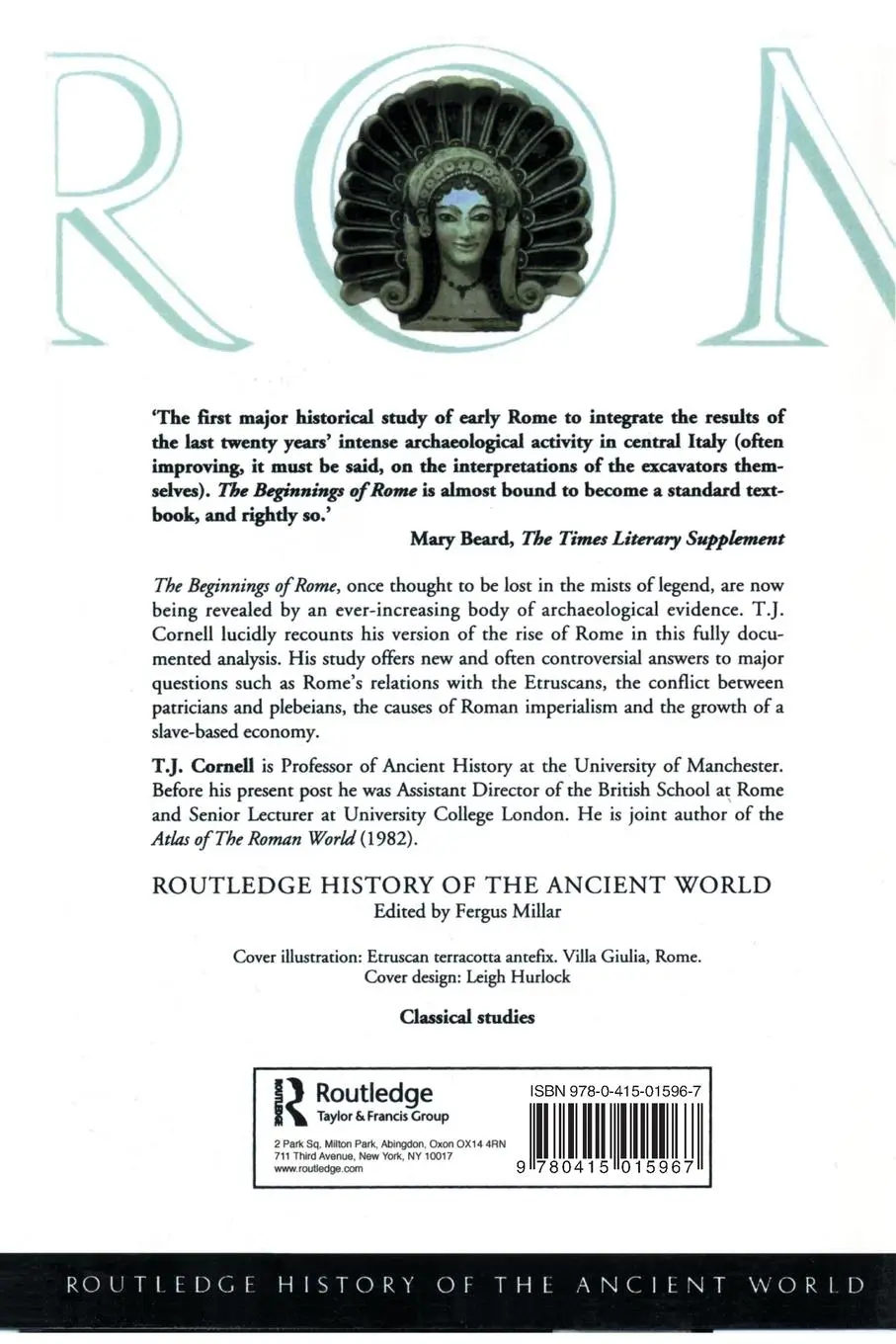 Rückseite: 9780415015967 | The Beginnings of Rome | Tim Cornell | Taschenbuch | Englisch | 1995