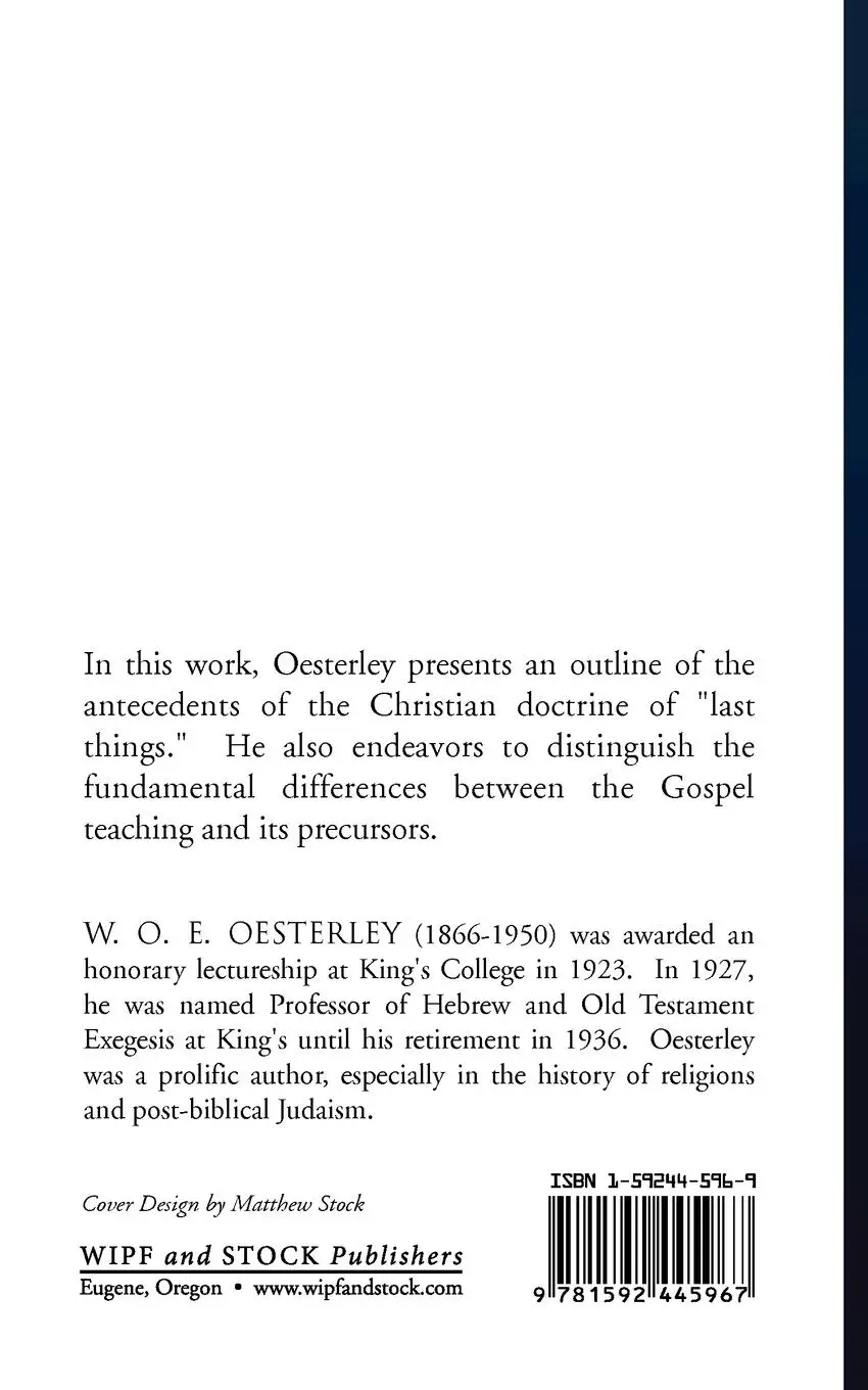 Rückseite: 9781592445967 | The Doctrine of the Last Things | W. O. E. Oesterley | Taschenbuch