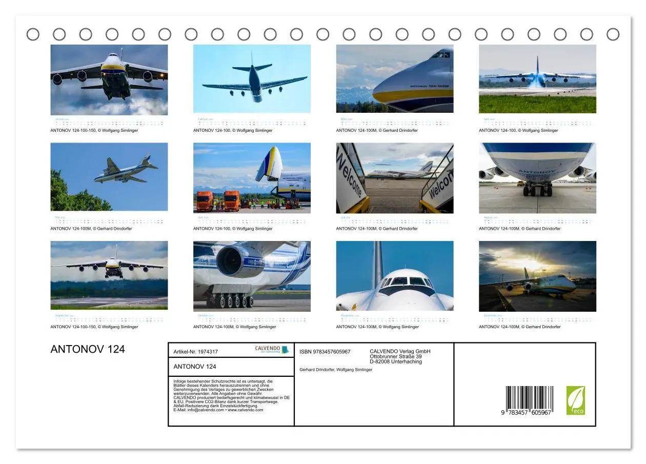 Bild: 9783457605967 | ANTONOV 124 (Tischkalender 2026 DIN A5 quer), CALVENDO Monatskalender