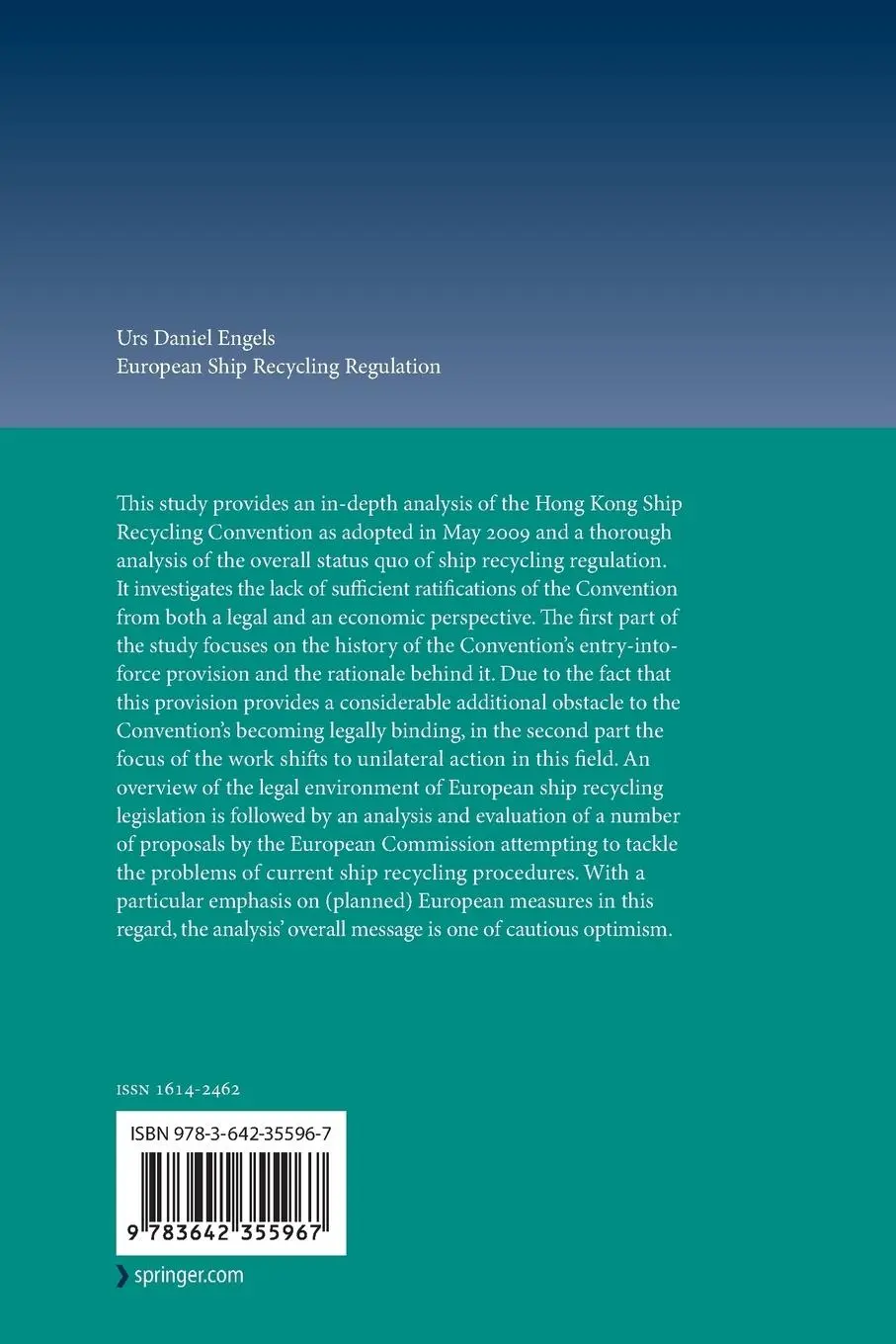 Rückseite: 9783642355967 | European Ship Recycling Regulation | Urs Daniel Engels | Taschenbuch