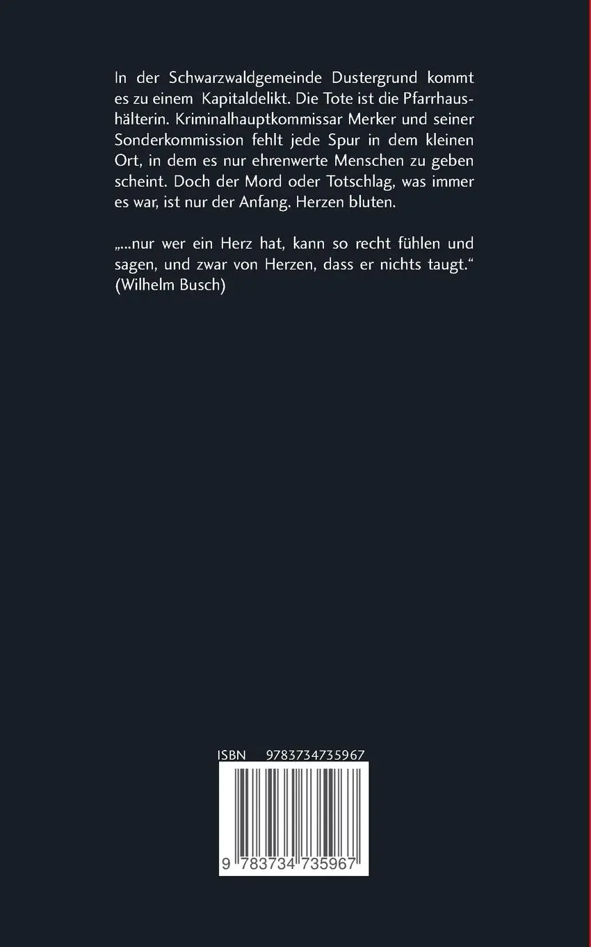 Rückseite: 9783734735967 | Dustergrund | Ein Schwarzwaldkrimi | Hirscher Timm Maximilian | Buch