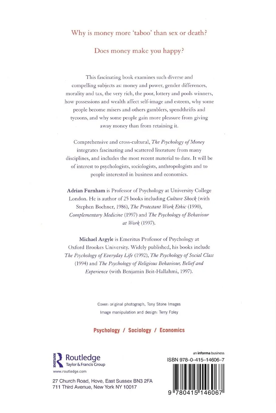 Rückseite: 9780415146067 | The Psychology of Money | Michael Argyle (u. a.) | Taschenbuch | 1998
