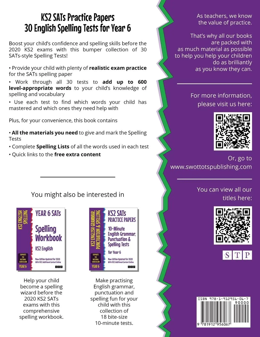 Rückseite: 9781912956067 | KS2 SATs Practice Papers 30 English Spelling Tests for Year 6 | Books