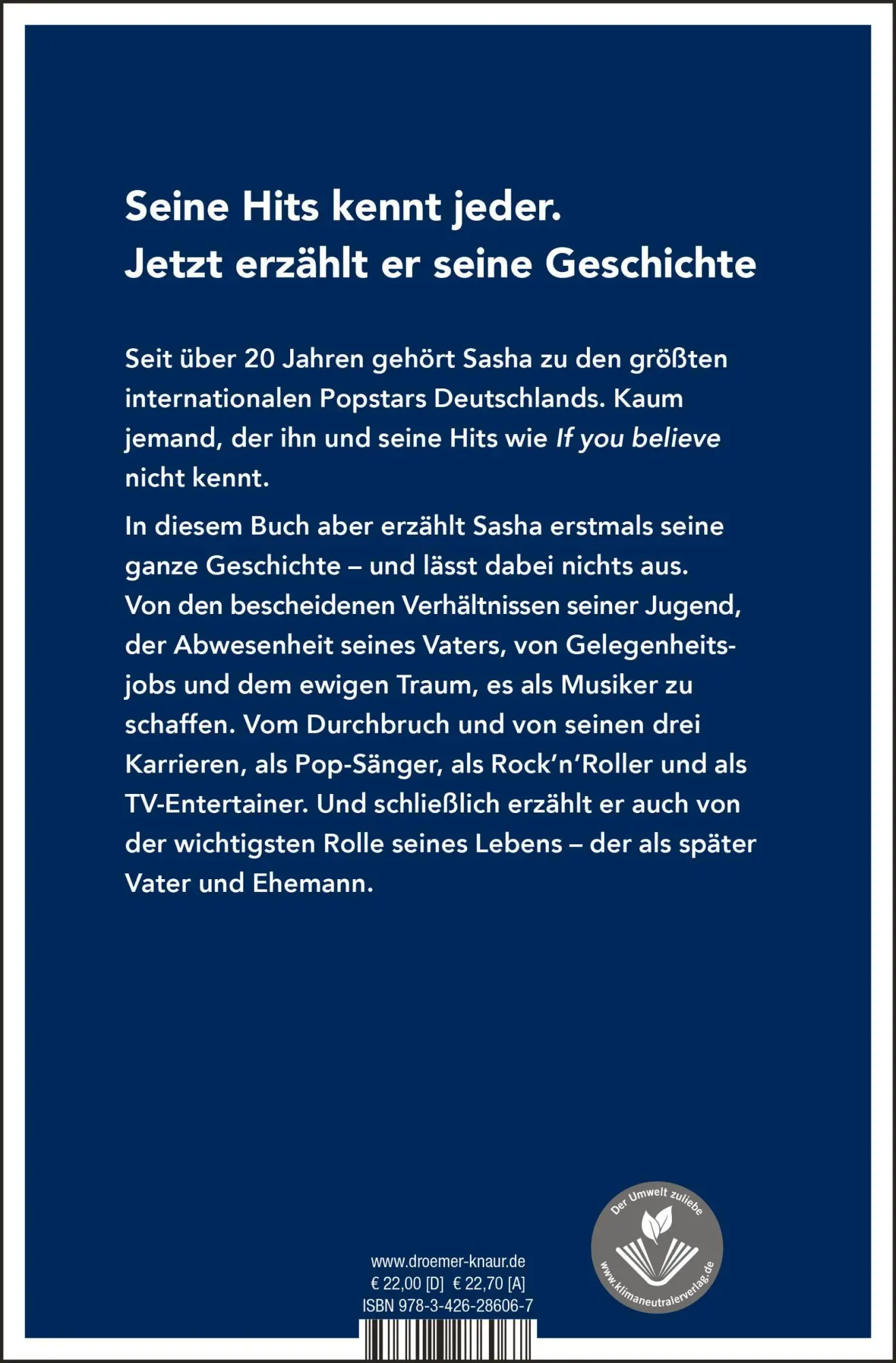 Rückseite: 9783426286067 | If you believe - Die Autobiografie | Sasha Röntgen-Schmitz | Buch