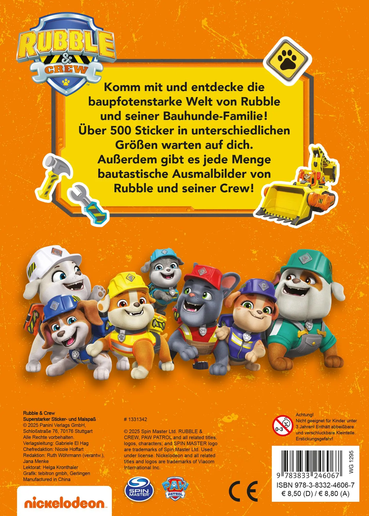Rückseite: 9783833246067 | Rubble &amp; Crew: Superstarker Sticker- und Malspaß | Panini | Buch