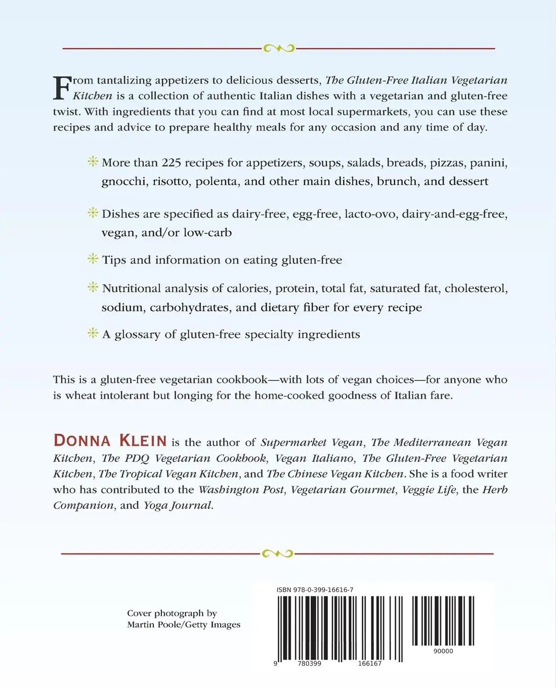 Rückseite: 9780399166167 | The Gluten-Free Italian Vegetarian Kitchen | Donna Klein | Taschenbuch