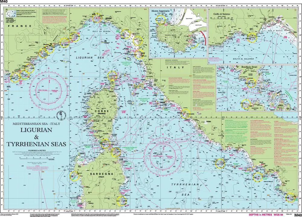 Bild: 9781846236167 | M40 Ligurian and Tyrrhenian Seas | Imray M Series | (Land-)Karte
